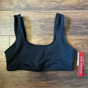Good American Black U Neck Sports Bra